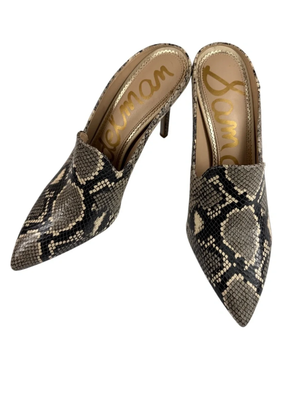 Sam Edelman Harlee Snakeskin Print Mule Heels Pointed Toe Pumps Size 10 NWOT